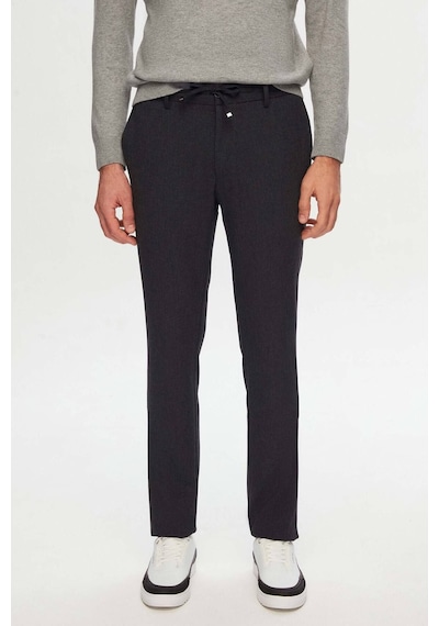 D's Damat Ds Damat Slim Fit Antrasit Beli Lastikli Bağcıklı Fermuarlı Likralı Rahat Jogger Pantolon 2HC03ORTJGR01 Antrasit