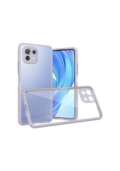 Kilifone - Mi 11 Lite Uyumlu Kılıf Arkası Şeffaf Renkli Kenarlı Kaff Kapak - Mor - T17852