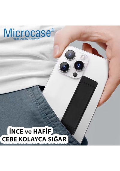 Microcase Telefonlar İçin Standlı Ve Askılıklı El Parmak Tutucu-al4939 Siyah