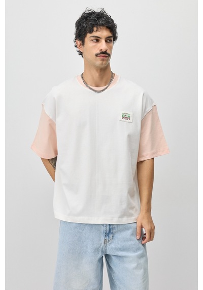 Vamos Oversize Baskılı Tişört V70-208 Somon