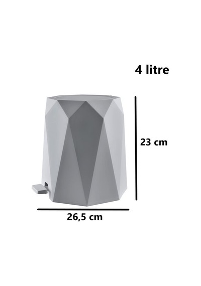 Omnipazar Elf-476 Geo Plastik Pedallı Çöp Kovası 4 Litre Taş Gri