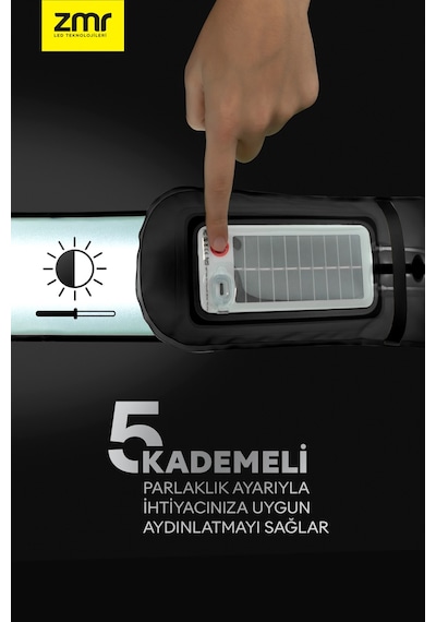 Light Tube Led Güneş Enerjili Şişirilebilir Tüp Işık 4000mah Outdoor 24 Saat Kamp & Acil Durum Işığı Siyah