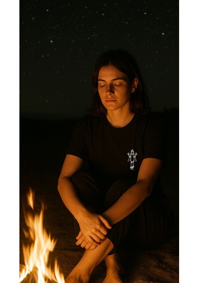 Unisex T-shirt Nakışlı Sümerler Inanna SIYAH