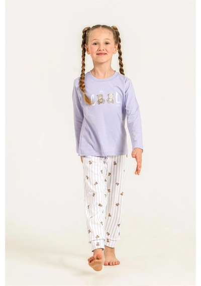 Rolypoly Kız Çocuk Baskılı Pijama Takımı Lila Rp3912-3