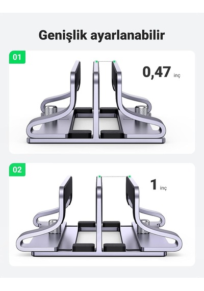 Lexroo Masa İçin Dikey Dizüstü Bilgisayar Standı Çift Yuvalı Dizüstü Bilgisayar Standı Tutucu