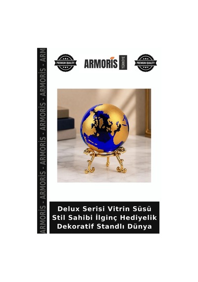 Delux Serisi Vitrin Süsü Stil Sahibi İlginç Hediyelik Dekoratif Standlı Dünya