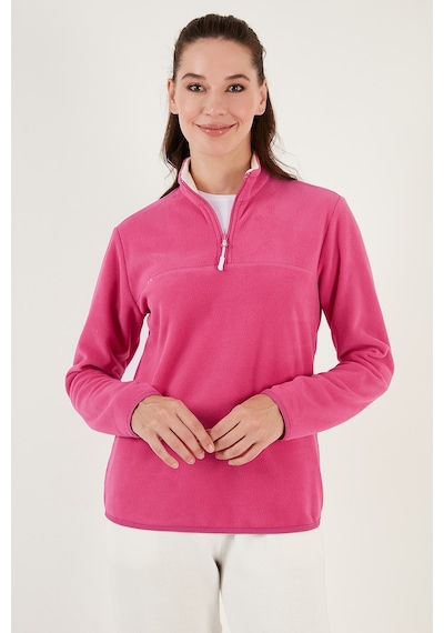 Lela Slim Fit Yumuşak Dokulu Anti-Pilling Tüylenme Yapmayan Yarım Fermuarlı Bayan Polar 5907000 Pembe