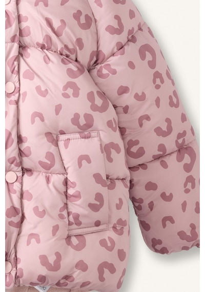 Defacto Leopar Desenli Kapüşonlu Şişme Mont Kız Bebek H3634a526aubr138 Bordo-br138