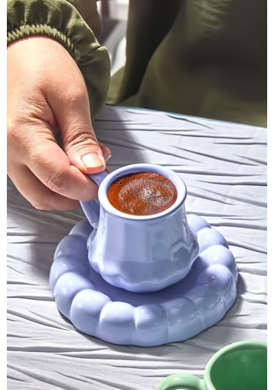 2 Kişilik Kahve Fincan Takımı Modern Tasarım, Şık Sunum Ve Hediyelik Türk Kahvesi Seti Renkli