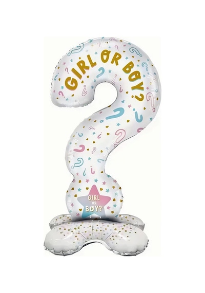 Girl Or Boy Folyo Balon Baby Shower Parti Cinsiyet Belirleme Cinsiyet Partisi Soru İşareti Beyaz
