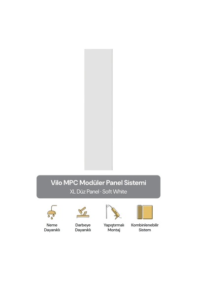 Vilo Mpc Xl Düz Duvar Paneli Soft White 265cm Yapıştırmalı Montaj - Neme Ve Darbeye Dayanıklı