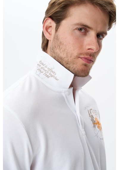 AR-MA Arma Erkek Regular Fit Baskılı % 100 Pamuk Pike Polo Yaka Tişört Y29374356202 Beyaz
