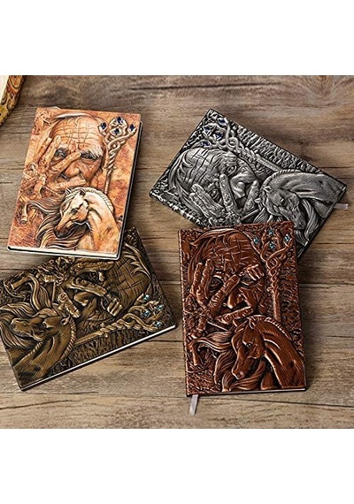 Deri Defter 3D Kabartmalı Adam-Gümüş