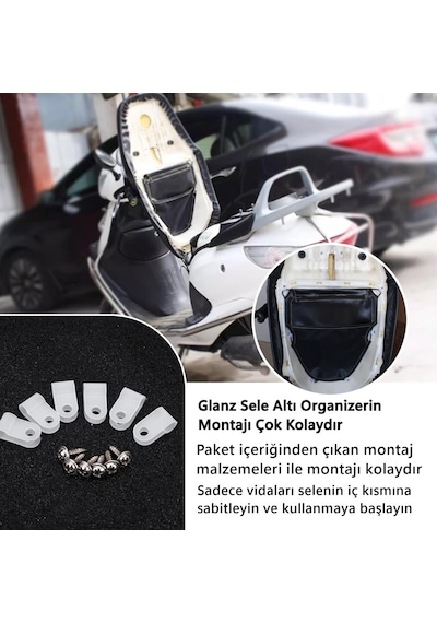 Glanz Sele Altı Organizer Çanta Motosiklet Scooter Kılıf Çantası Siyah