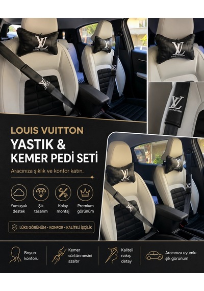 Lv Siyah Oto Servis Kılıfı Ön Ve Arka 4parça Takım 1.kalite Ve Deri Yastık Ve Kemer Kılıfı Konfor Ba 1 Takım 94090989