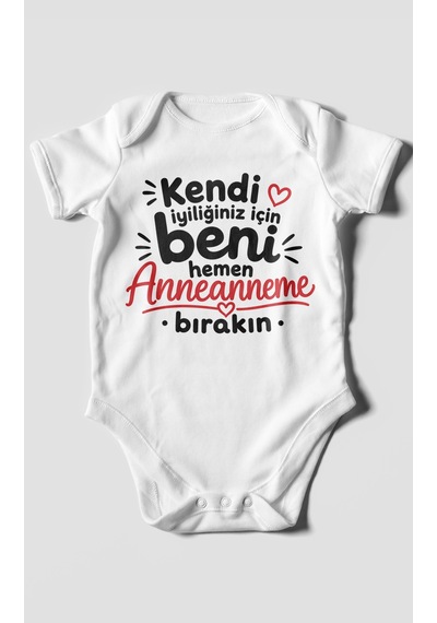Morivokids Anneanneye Özel Kısa Kollu Bebek Body %100 Pamuk Zbn284-kk Beyaz
