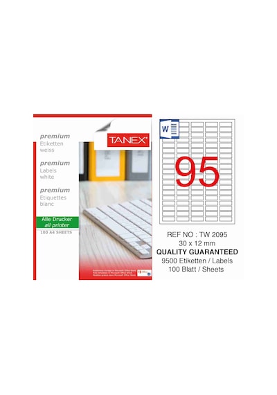 Tanex Printer Lazer Yazıcı Etiketi Tw-2095 30X12