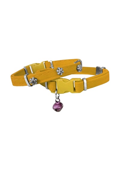 Markapet Kadife Kedi Boyun Tasması Kar Taneli 20-32 Cm Sarı