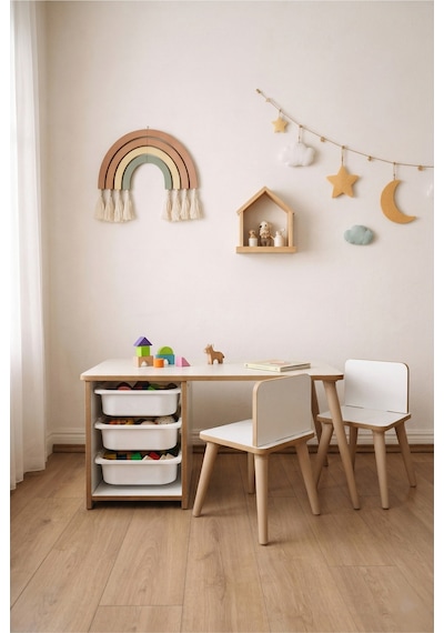 Çocuk Masa Sandalye Takımı 90x45 Cm 3 Sepetli Çocuk Çalışma Ve Aktivite Masası Yaz-sil,2 Sandalyeli Beyaz Çocuk Masa Sandalye Takımı 90x45 Cm 3 Sepetli Çocuk Çalışma Ve Aktivite Masası Yaz-sil,2 Sandalyeli Beyaz