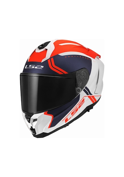 Ls2 Challenger 2 Tıtan Mat Beyaz-mavi-kırmızı Kask Siyah Vizör Mat Beyaz