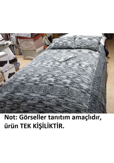 Tavşan Tüyü El Dokuma Tek Kişilik Yatak Örtüsü 160x240 -siyah Siyah