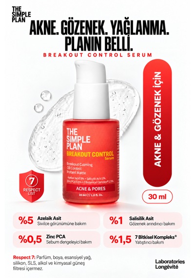 The Simple Plan Breakout Control & Gözenek Bakım Seti - Serum + Temizleyici Uyku Maskesi Hediyeli 2'li