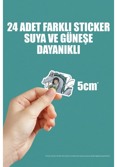 Spirited Away Ruhların Kaçışı Anime Telefon Laptop Yapışkanlı Folyo Sticker Paketi 24 Adet Çok Renkli