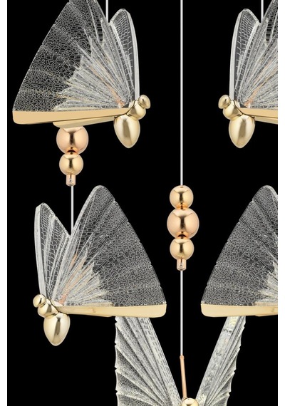 İstanbul Avize İpek 5'li Gold Ledli 3 Renk Modern Led Avize Gold