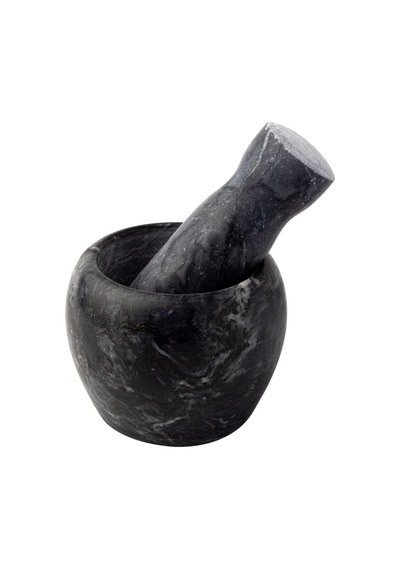 Mithra Life Doğal Mermer Havan Tokmak Seti Koyu Gri Oyma Desenli Mıt1251