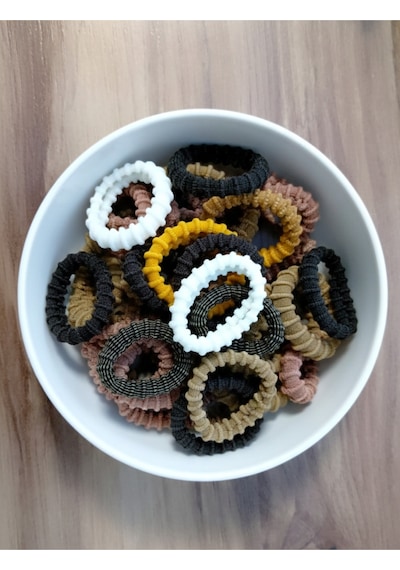 Şehrazat Handmade 6li Fitilli Renkli Havlu Lastik Toka Seti Çok Renkli