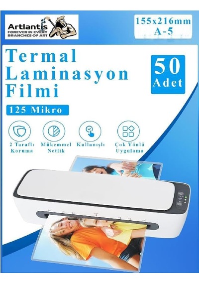 Artlantis Laminasyon Filmi Parlak A5 50 Li 1 Paket 125 Mikron Laminasyon Kaplama Pvc Kaplama Poşeti 50 Adet