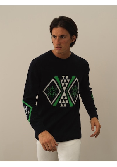 Xint Lacivert Lüks Pamuk Dokulu Regular Fit Kazak 801744