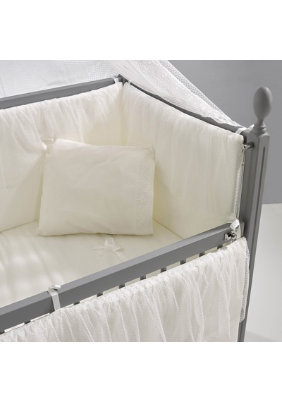 Meltem Kids Kral Sallanır Ahşap Anne Yanı Beşik 60x120 cm (gri-ekru) Ekru