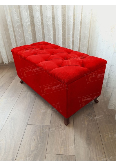 Lüks Sandıklı Kapitoneli Ayakucu Puf Bench 100 Cm Ceviz Ayak gri