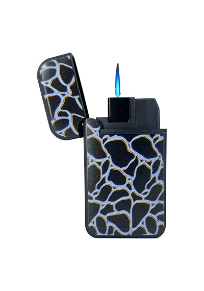 Zengaz Cool Tasarım Jet Alev Çakmak - Black Crackle Siyah