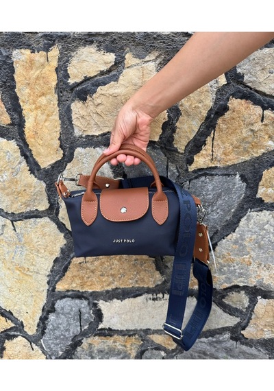 Just Polo Kadın Lacivert Taba Günlük Kullanıma Uygun Hafif & Pratik Mini El Ve Omuz Çantası Shopper Lacivert - Taba