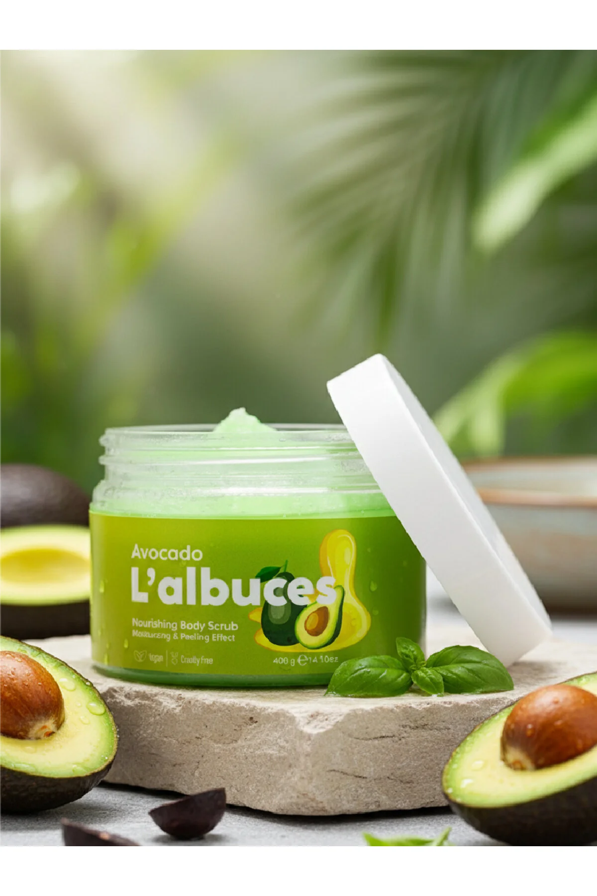 Avocado Body Scrub 400gr Vegan, Temiz İçerikli, Avokado Kokulu Pürüzsüz Cilt Bakımı