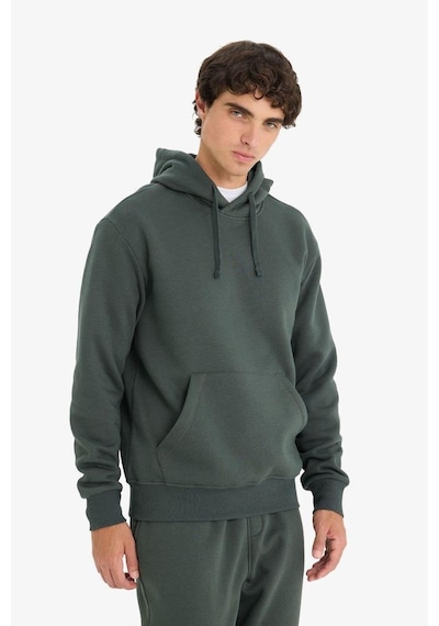 Defacto Regular Fit Kapüşonlu İçi Yumuşak Tüylü Kanguru Cepli Basic Düz Sweatshirt X8283az25augn1155 Yeşil