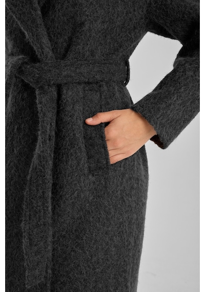 Antrasit Buklet Kaşe Oversize Kaban Antrasit