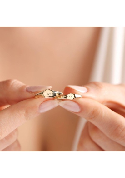 14K Altın Şövalye Yüzük (Kişiselleştir) Beşgen 0,6 Cm 552977817