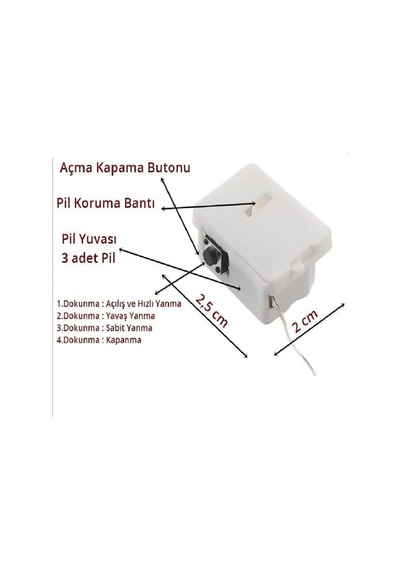50 Adet Yüksek Kalite 3 Metre Pilli Gün Işığı Led Işık Hızlı Yavaş Sabit Pil Dahil Peri Led Işık