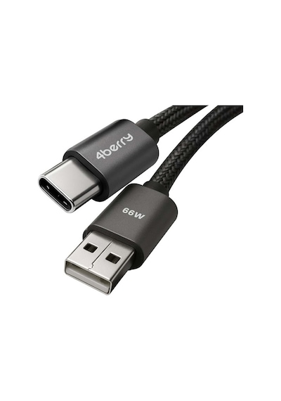 Eco-acs Usb-a To Type-c 66w Örgülü Hızlı Şarj Kablosu 2 Metre Süper Hızlı Şarj & Data Kablosu Dayanıklı Uzun Kablo Siyah