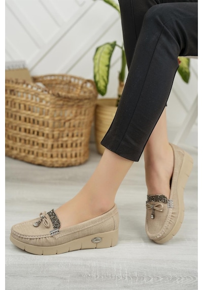 Nesil Shoes Nstar 400 Bej Kot Anatomik Günlük Kadın Ayakkabı-bej Kot Bej