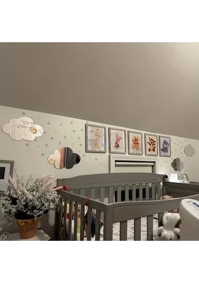 30x20 Cm Bulut Formlu Kırılmaz Pleksi Duvar Aynası - Çocuk Odası Güvenli Ayna Belirtilmemiş