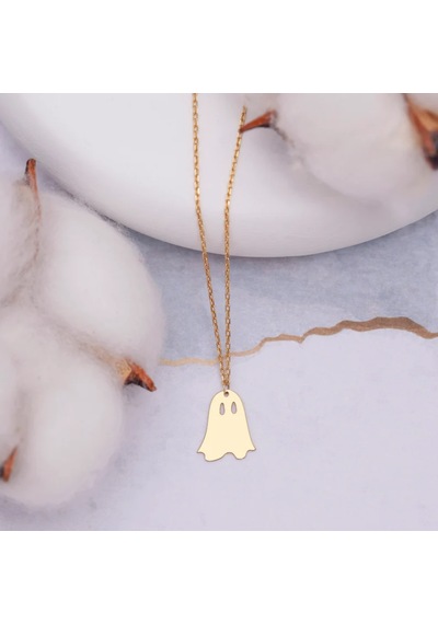 Hayalet Kolye, Gold Minimalist Hayalet Figürlü Kolye, Sevimli Halloween Takısı, Kadınlara Özel Altın