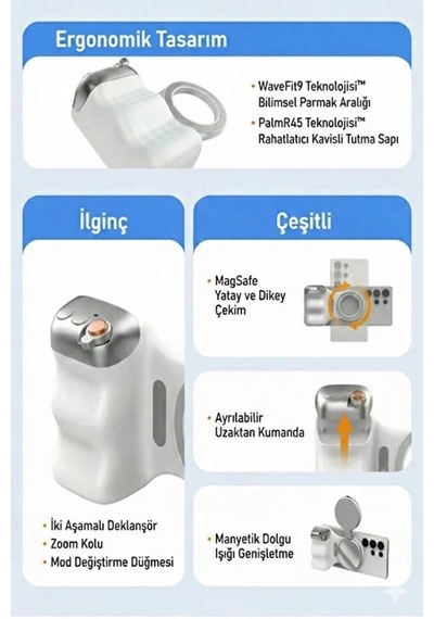 Magsafe Selfie Çubuğu Kamera Kolu Profesyonel Çekim Zoom Najmaddin