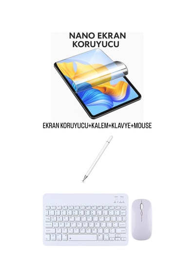 Xiaomi Mi Pad 5 11 Uyumlu Ekran Koruyucu Klavye Mouse Set Beyaz