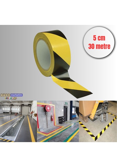 Pvc Yer İşaretleme Bandı 5cmx30m Zemin Bandı Sarı/siyah Tdrtr