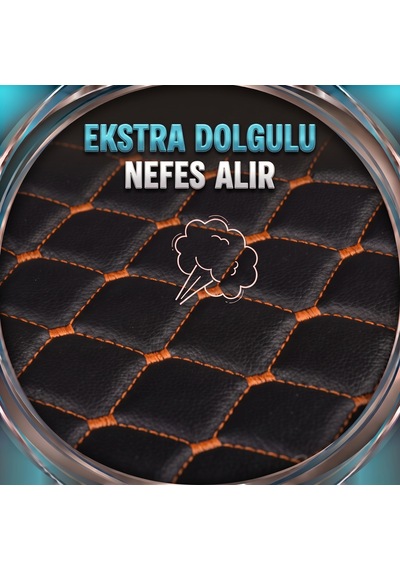 Tofaş Şahin Uyumlu 3 Parça Cepli Oto Koltuk Minderi Siyah Deri Taba Dikişli