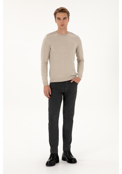 U.S. Polo Assn. Erkek Slim Fit Bisiklet Yaka Taş Melanj Basic Kazak 50307779-VR225